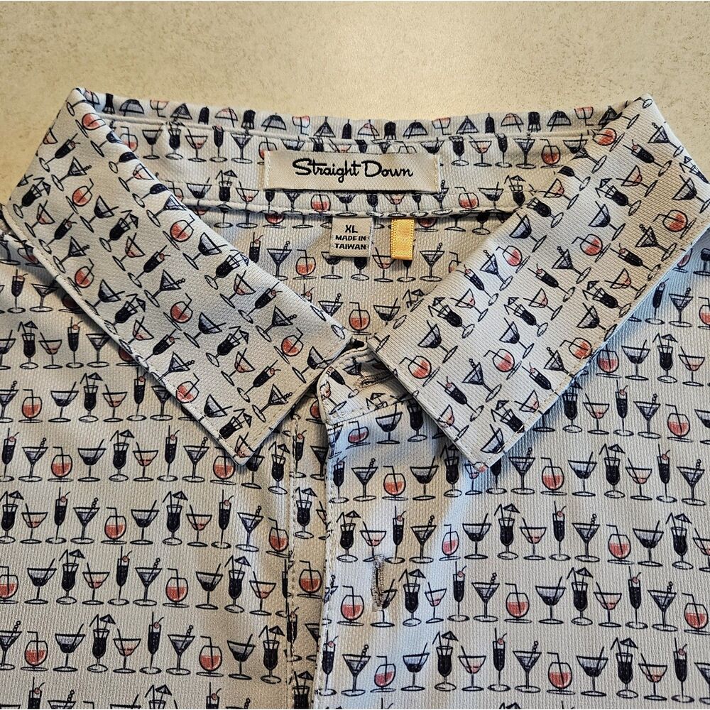 Straight Down Cocktail Print Men's Golf Performance Polo - "Pinecrest" - Picture 1 of 5